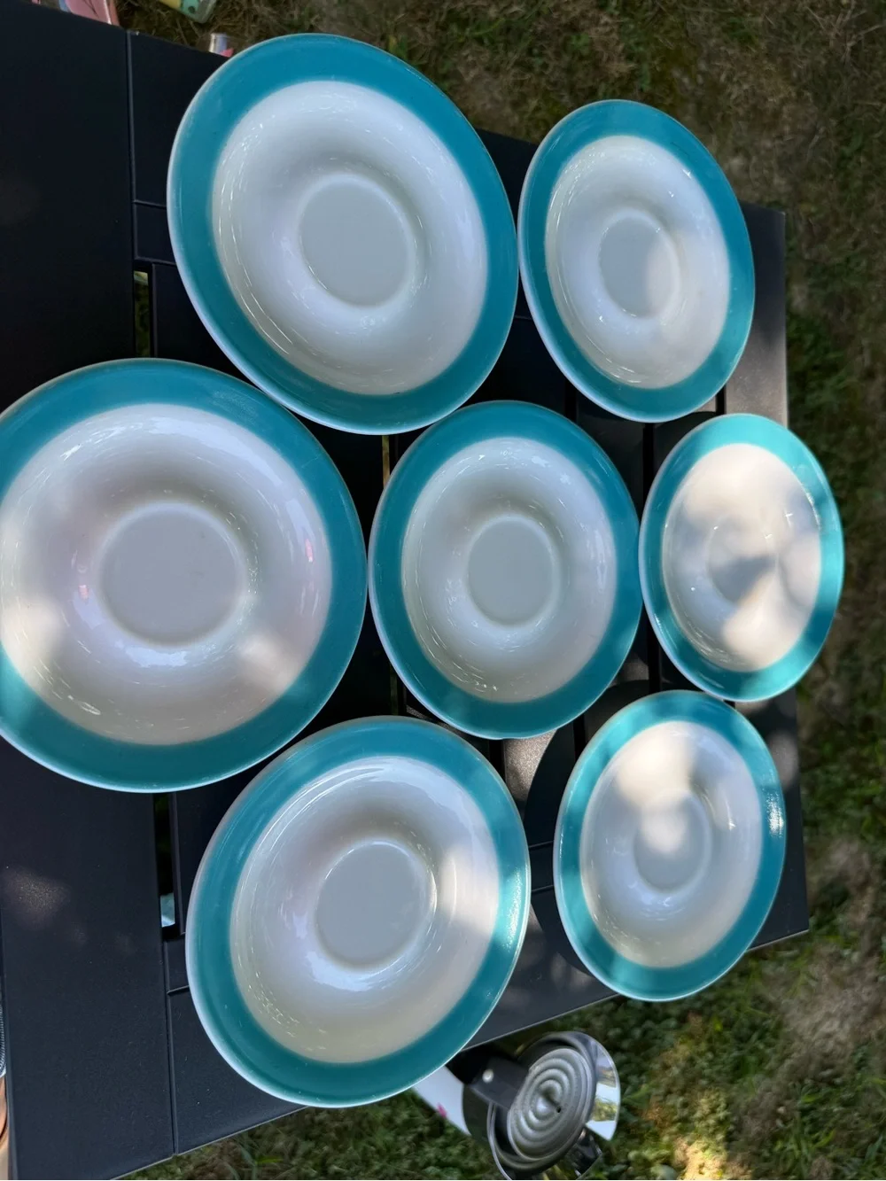 vintage Pyrex saucers from the 